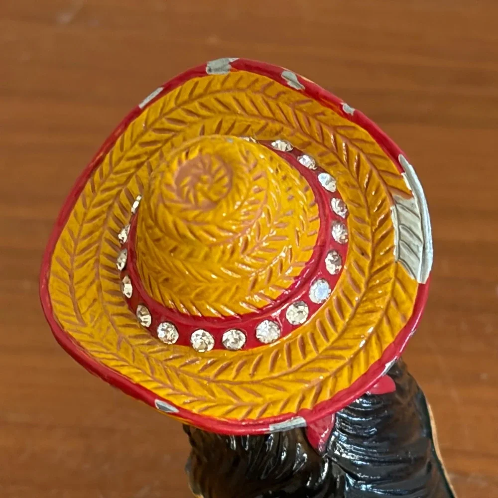 Vintage 90s Yorkie Dog Sombrero Rhinestone Enameled Hinged Trinket Box 2